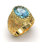 14k Gold Jerusalem Gemstone Ring - Yoel Saadya - JLuxury