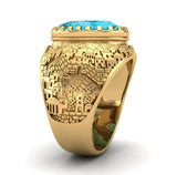 14k Gold Jerusalem Gemstone Ring - Yoel Saadya - JLuxury