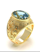 14k Gold Jerusalem Gemstone Ring - Yoel Saadya - JLuxury