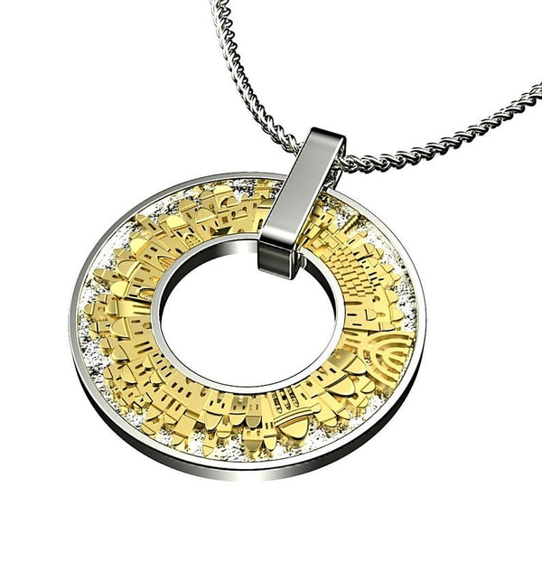 14K Gold Jerusalem Pendant - Yoel Saadya - JLuxury