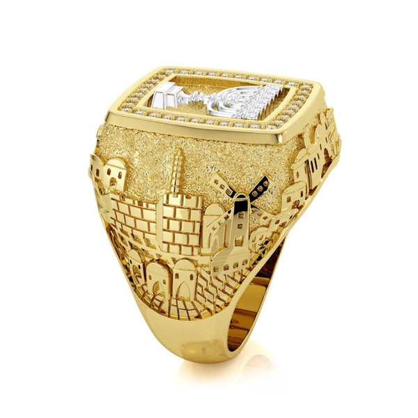 18k Gold Diamond Jerusalem Ring - Yoel Saadya - JLuxury