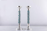 Hand Cut Floral Sterling Silver Candlesticks - Bier Judaica - JLuxury