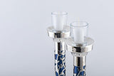 Hand Cut Floral Sterling Silver Candlesticks - Bier Judaica - JLuxury