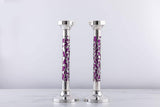 Hand Cut Floral Sterling Silver Candlesticks - Bier Judaica - JLuxury