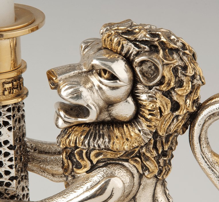 "Lions of Judah" Shabbat Candlesticks - Frank Meisler - JLuxury