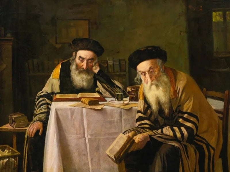 Rabbis at a table - Alois Heinrich Priechenfried - JLuxury