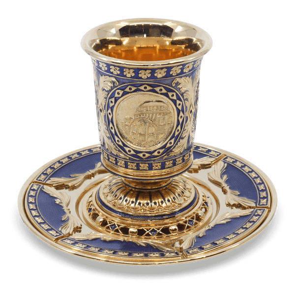 Royal Gold and Blue Kiddush Cup - JLuxury Collection - JLuxury