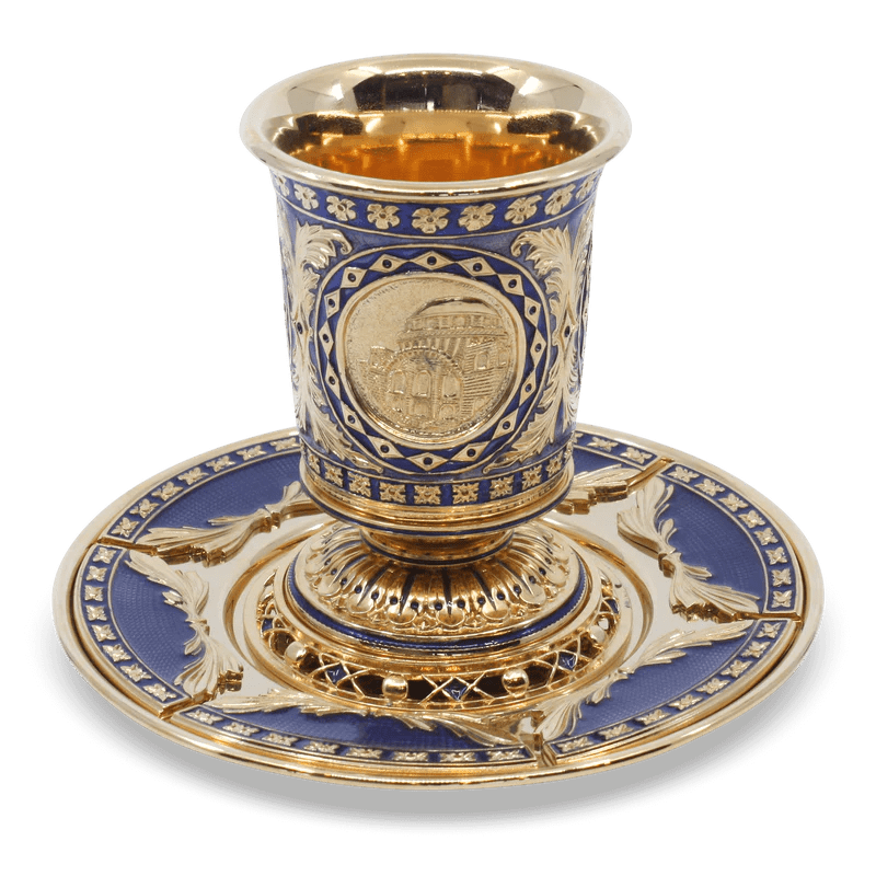 Royal Gold and Blue Kiddush Cup - JLuxury Collection - JLuxury