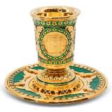 Royal Gold and Green Kiddush Cup - JLuxury Collection - JLuxury