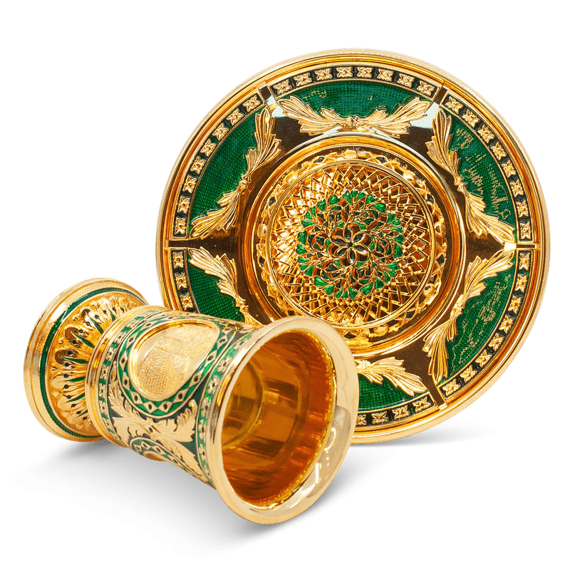 Royal Gold and Green Kiddush Cup - JLuxury Collection - JLuxury