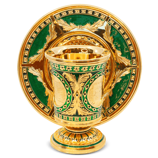 Royal Gold and Green Kiddush Cup - JLuxury Collection - JLuxury