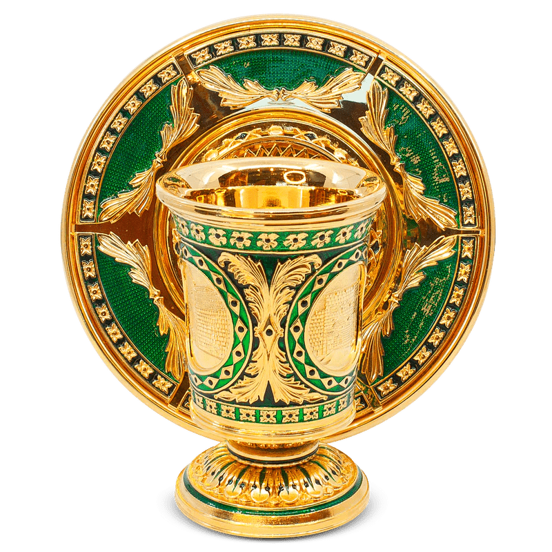 Royal Gold and Green Kiddush Cup - JLuxury Collection - JLuxury