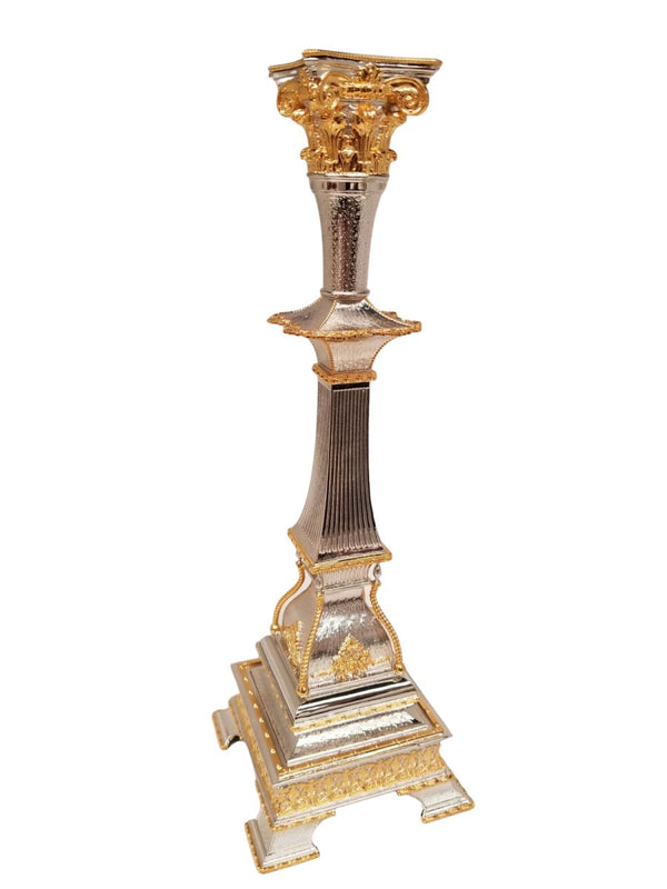 Silver and Gold Shabbat Candlesticks Set - JLuxury Collection - JLuxury