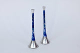 Tall Blue Stone Candlesticks - Itzhak Luvaton - JLuxury