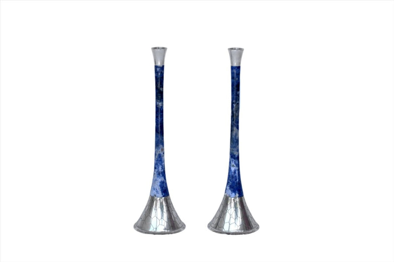 Tall Blue Stone Candlesticks - Itzhak Luvaton - JLuxury