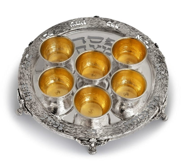 Unique Hammered Sterling Silver Seder Plate - Avi Nadav - JLuxury