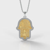 18K Gold Jerusalem Hamsa Pendant